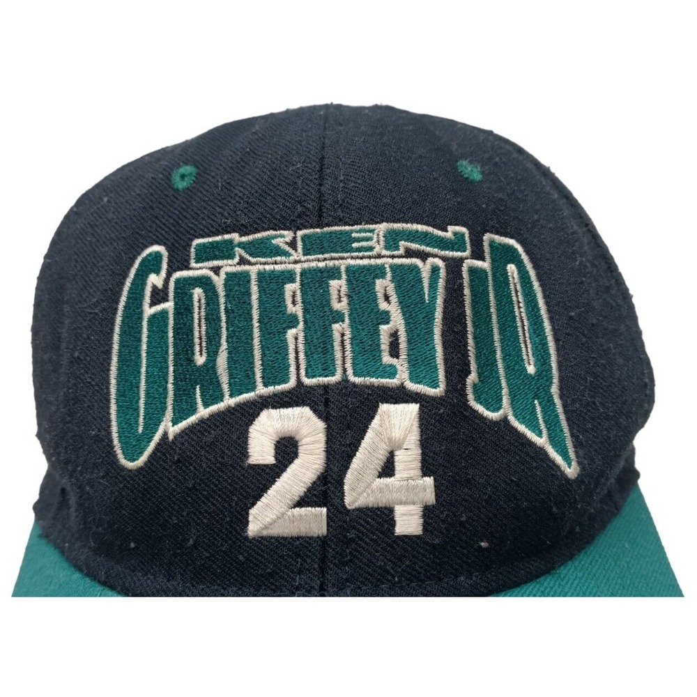 Nutmeg‎ Seattle Mariners Cap Ken Griffey Jr. Snap Back, Black & Green Hat VTG - Picture 5 of 8